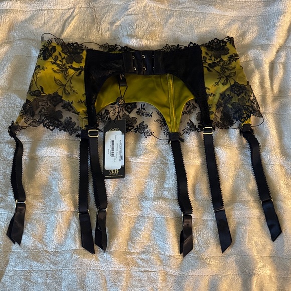 Dita Von Teese Hustler Hollywood green and Black Lace Garter Belt - Picture 2 of 11